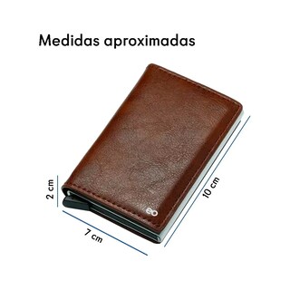 Foto 2 | Cartera Tarjetero De Cuero Protección Con Rfid Eo Safe Imports Esi-19382 Marron
