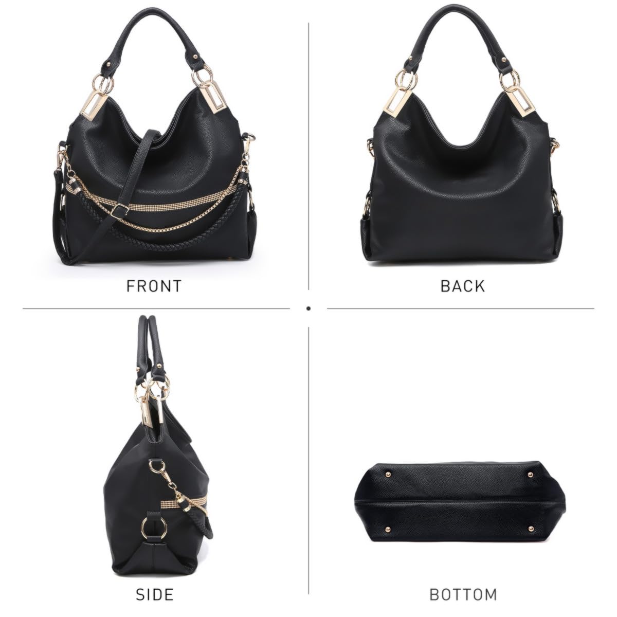 Foto 4 pulgar | Bolso Dasein Monederos Para Mujer De Piel Vegana Hobo Black - Venta Internacional.