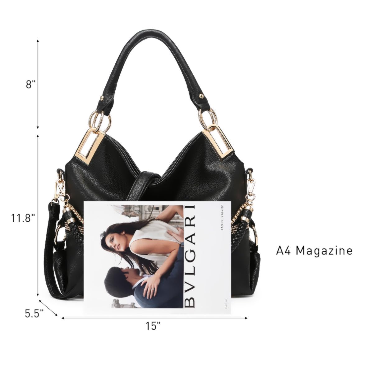 Foto 5 pulgar | Bolso Dasein Monederos Para Mujer De Piel Vegana Hobo Black - Venta Internacional.