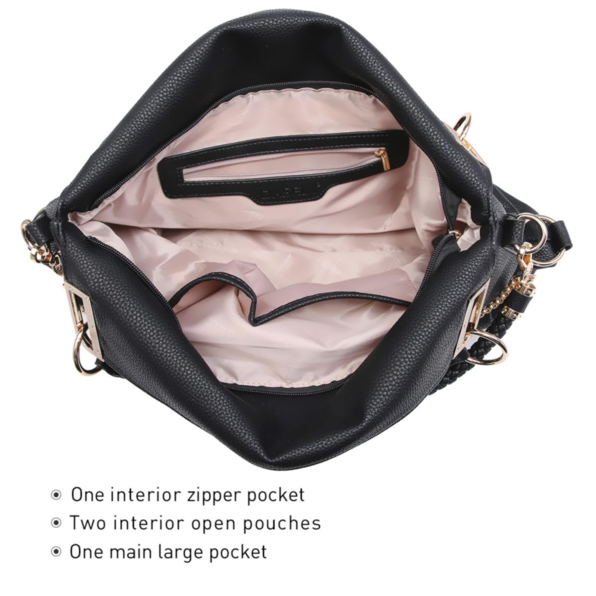 Foto 5 | Bolso Dasein Monederos Para Mujer De Piel Vegana Hobo Black - Venta Internacional.