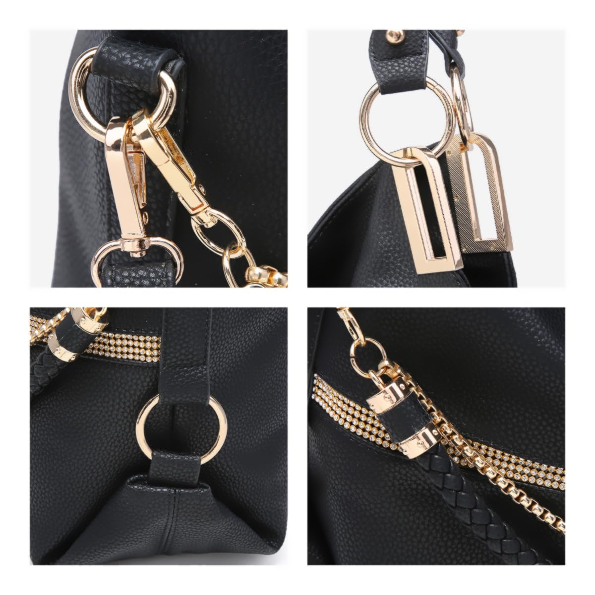 Foto 7 pulgar | Bolso Dasein Monederos Para Mujer De Piel Vegana Hobo Black - Venta Internacional.