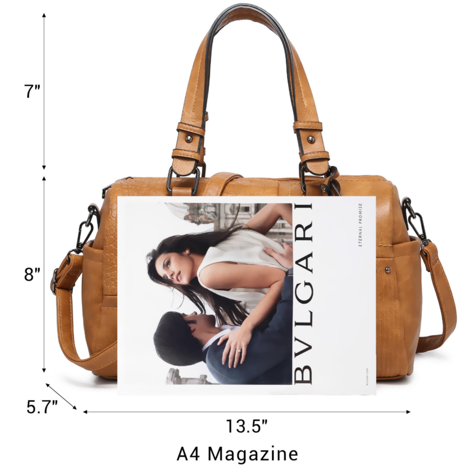 Foto 4 pulgar | Bolso Tipo Barrel Dasein Para Mujer, Piel Vegana Suave, Con Asa En La Parte Superior, Color Canela - Venta Internaciona