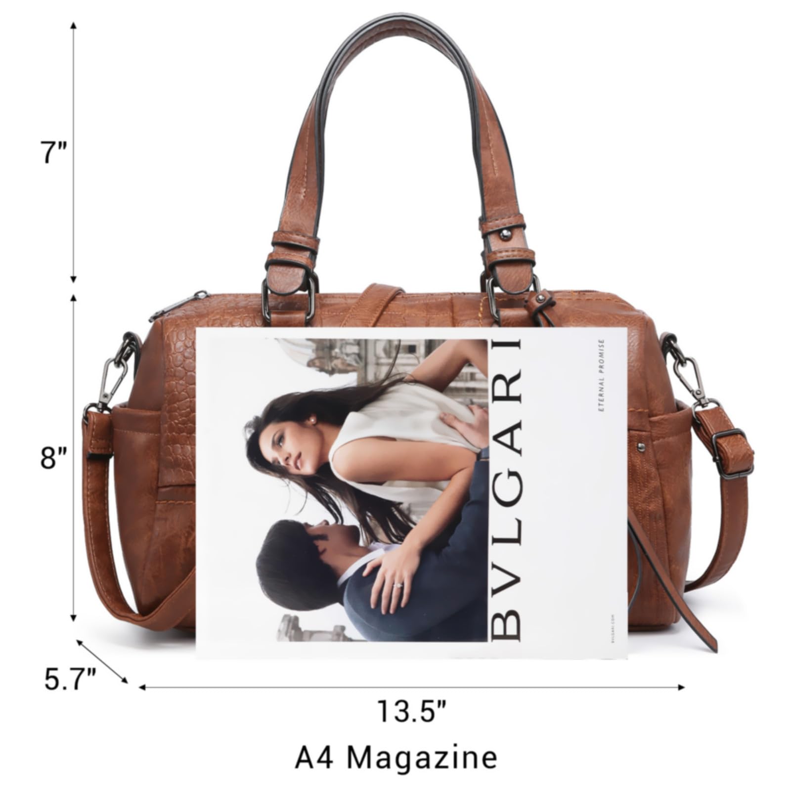 Foto 3 | Bolso Dasein De Piel Vegana Suave Para Mujer, Color Café - Venta Internacional.
