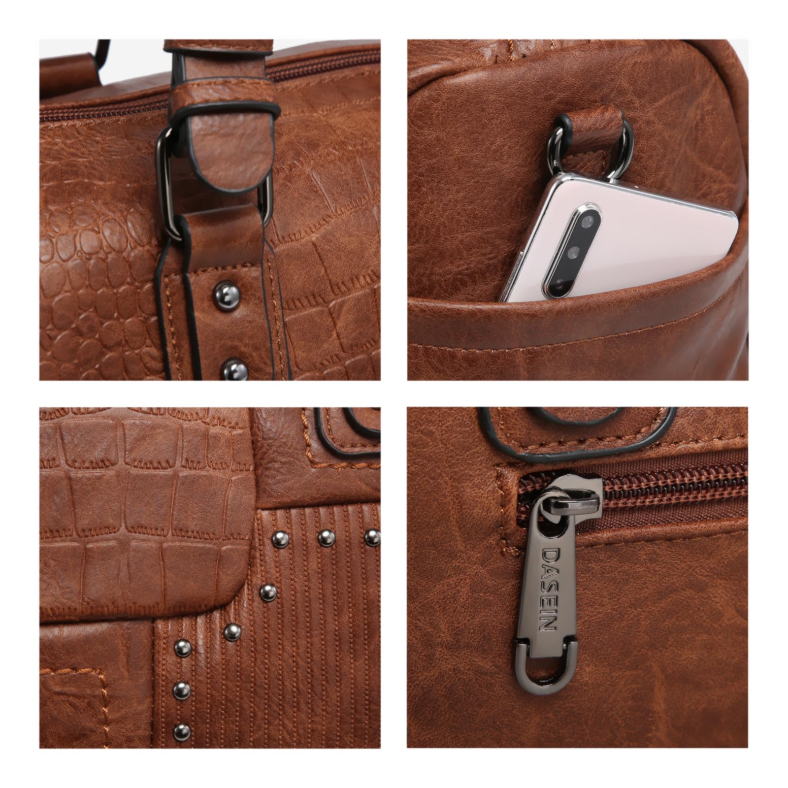 Foto 6 pulgar | Bolso Dasein De Piel Vegana Suave Para Mujer, Color Café - Venta Internacional.