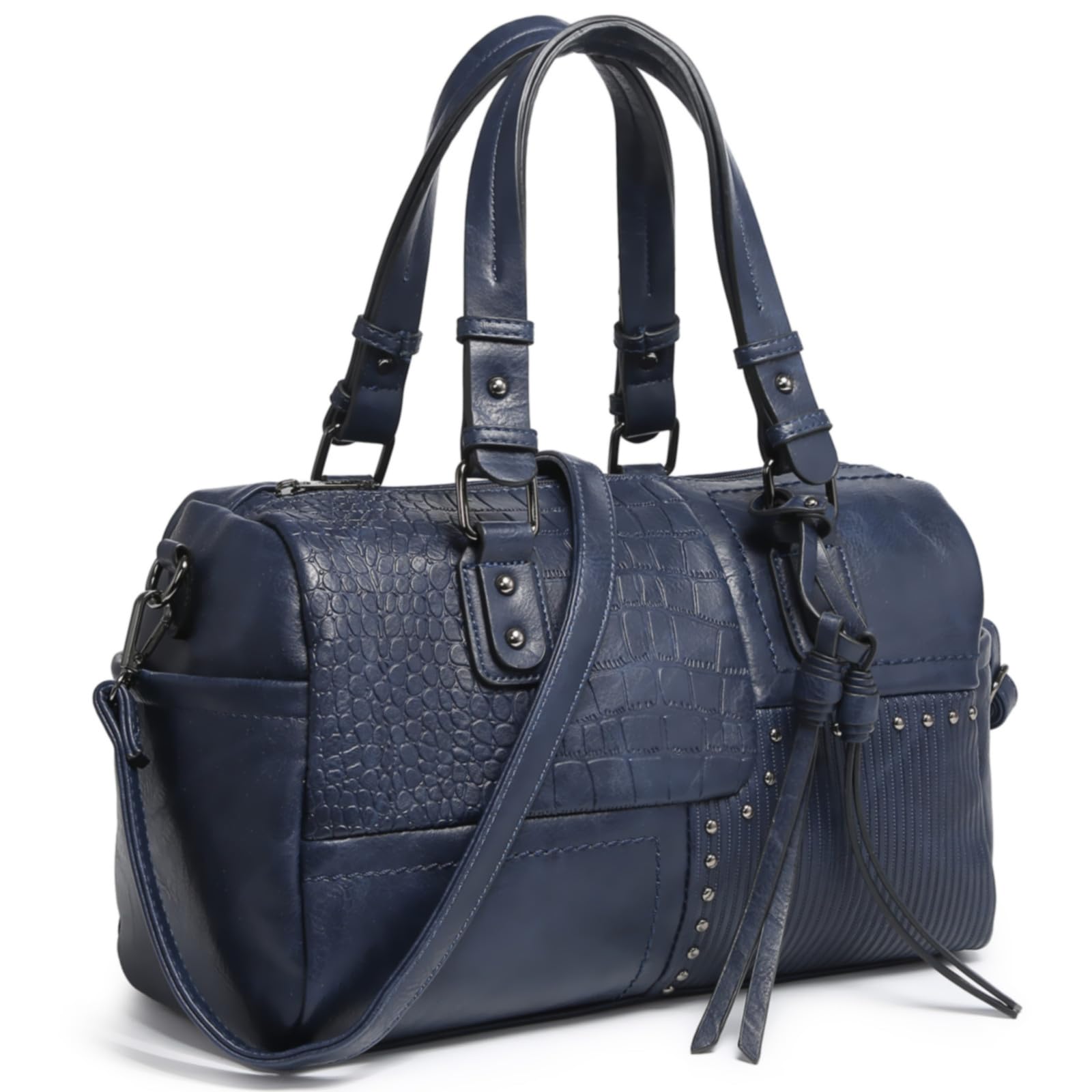 Foto 2 pulgar | Bolso Tipo Barril Dasein Para Mujer, Piel Vegana Suave, Color Azul Marino - Venta Internacional.