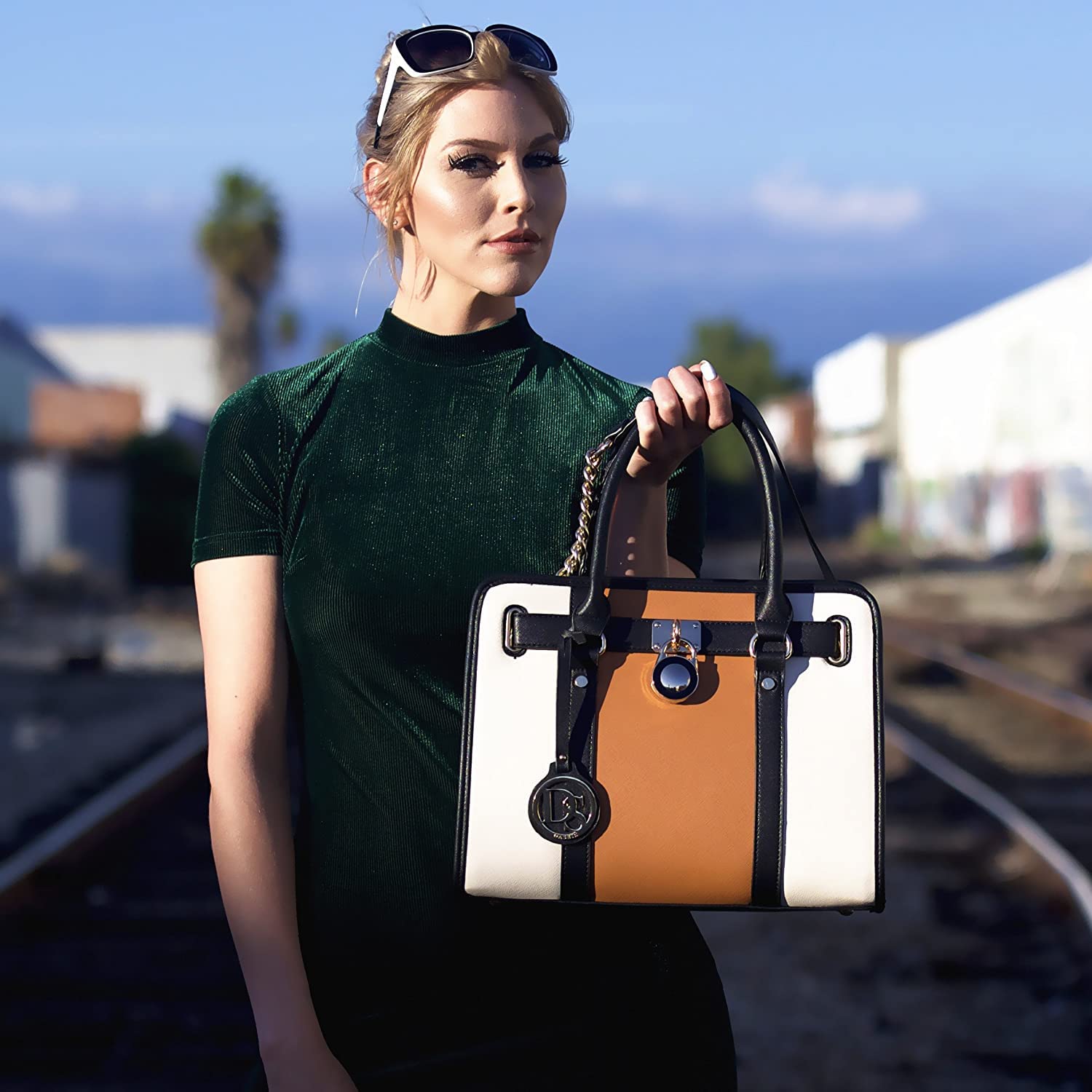 Foto 2 | Bolso De Mano Dasein De Piel Vegana Bicolor Para Mujer - Venta Internacional.