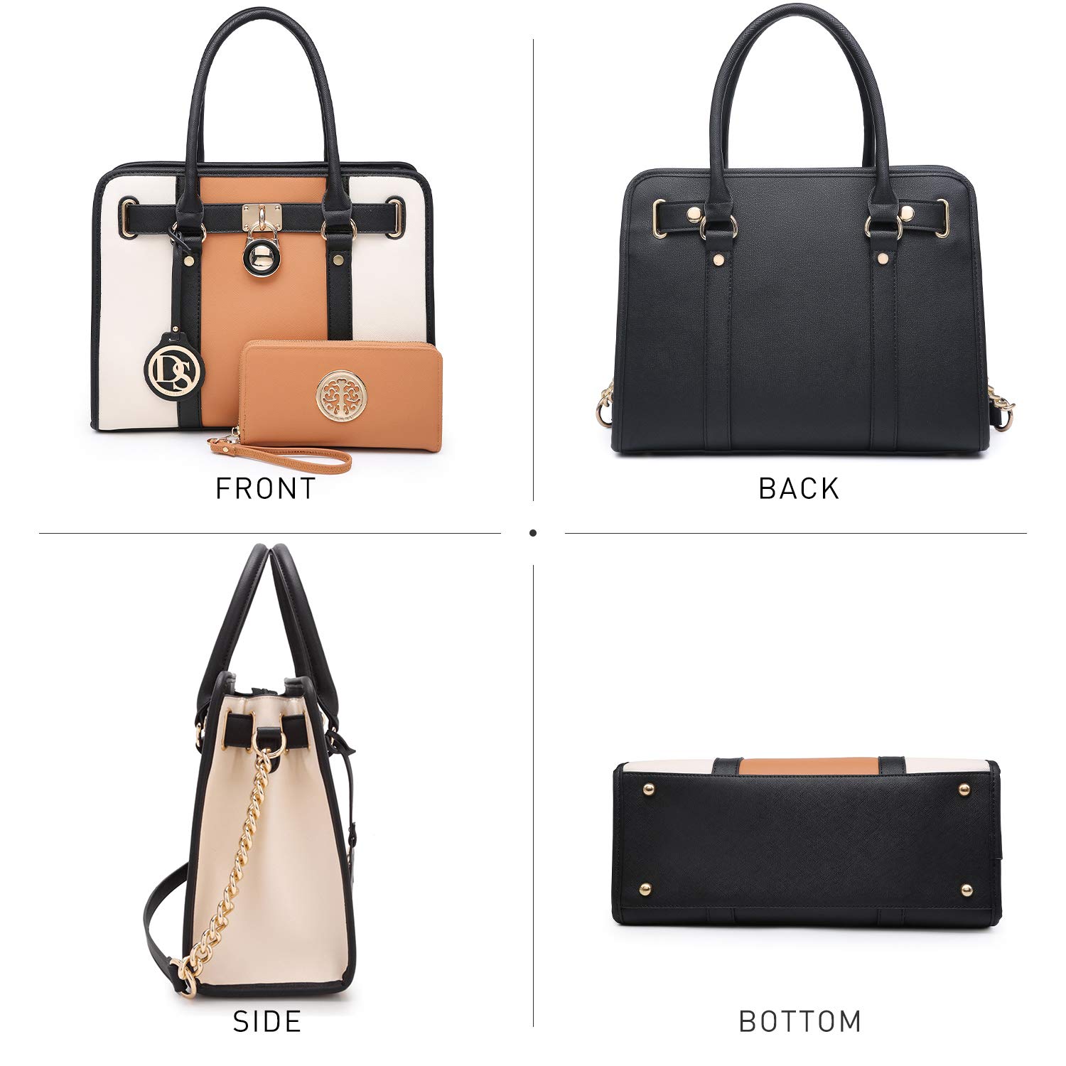 Foto 5 pulgar | Bolso De Mano Dasein De Piel Vegana Bicolor Para Mujer - Venta Internacional.