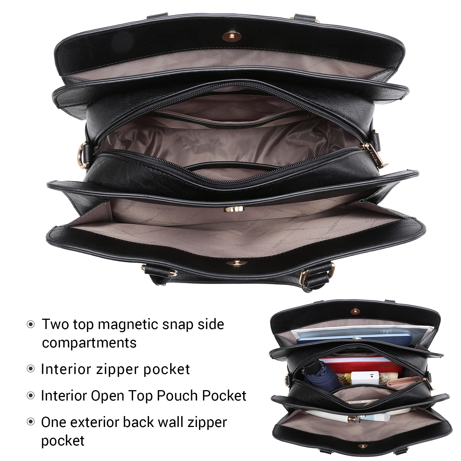 Foto 6 pulgar | Bolso De Mano Dasein Fashion De Piel Sintética Para Mujer, Juego De 2 Piezas Con Cartera - Venta Internacional.