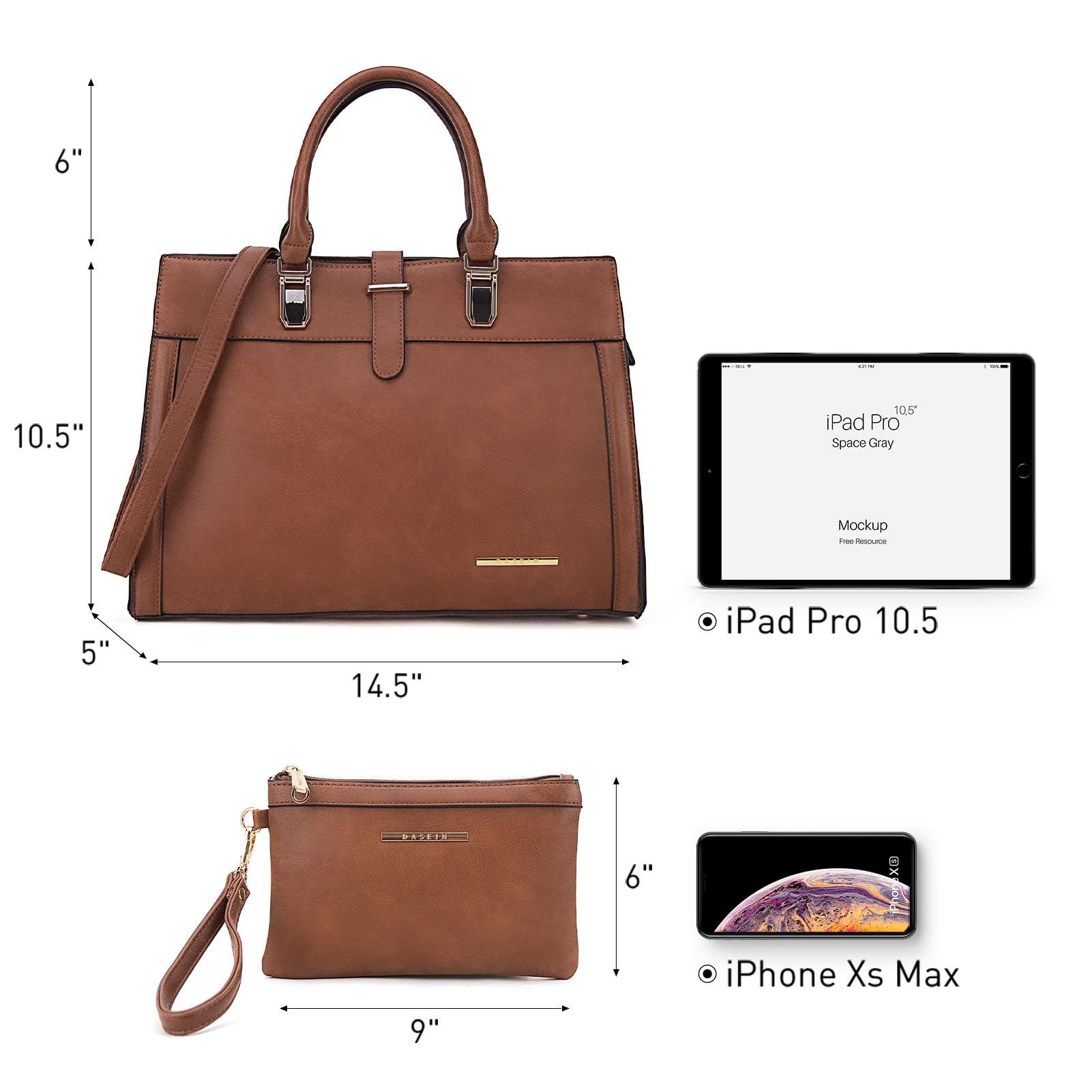 Foto 5 pulgar | Bolso Dasein Con Solapa Y Cinturón De Hombro, Color Marrón - Venta Internacional.