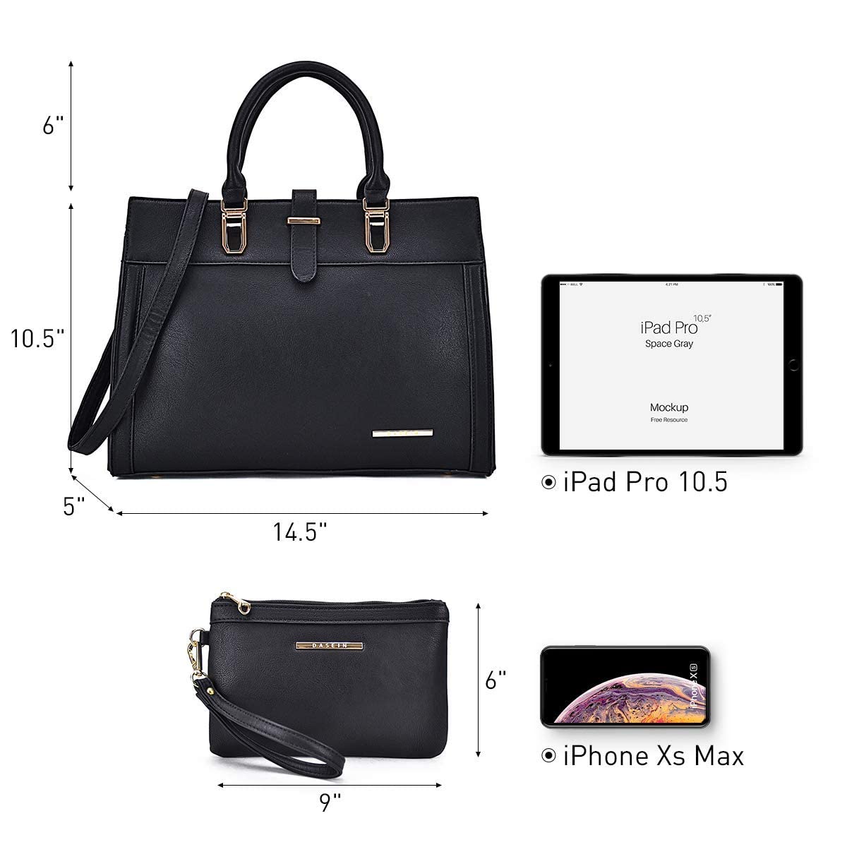Foto 5 pulgar | Bolso De Mano Dasein Con Cinturón De Solapa Y Hombro Negro - Venta Internacional.