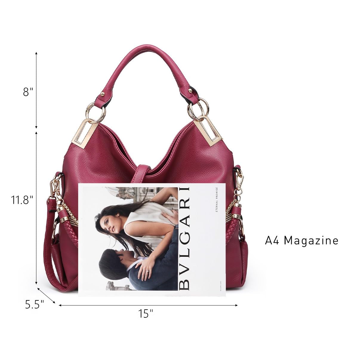 Foto 4 pulgar | Bolso Dasein Monederos Para Mujer, Piel Vegana, Color Rojo Vino - Venta Internacional.