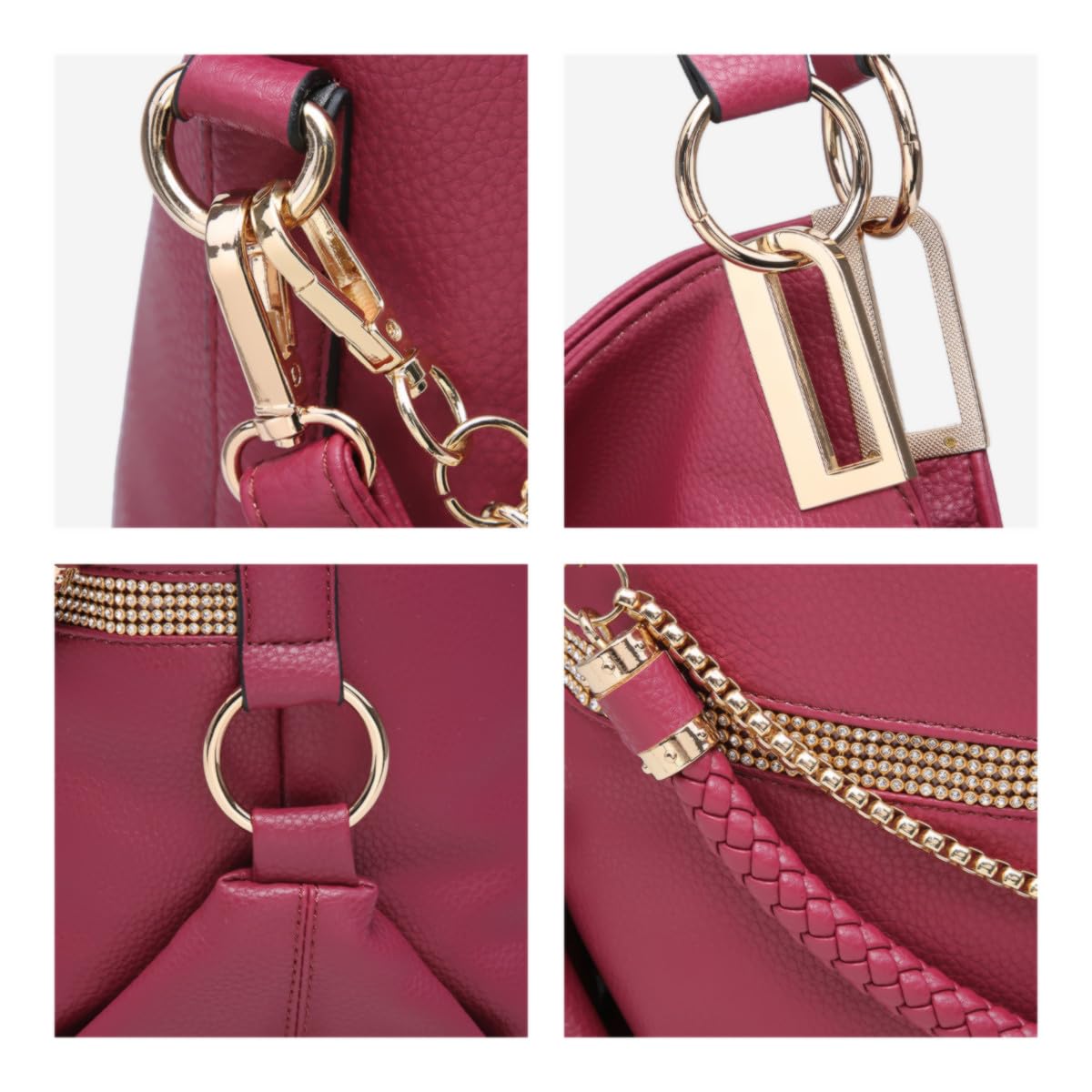 Foto 6 pulgar | Bolso Dasein Monederos Para Mujer, Piel Vegana, Color Rojo Vino - Venta Internacional.