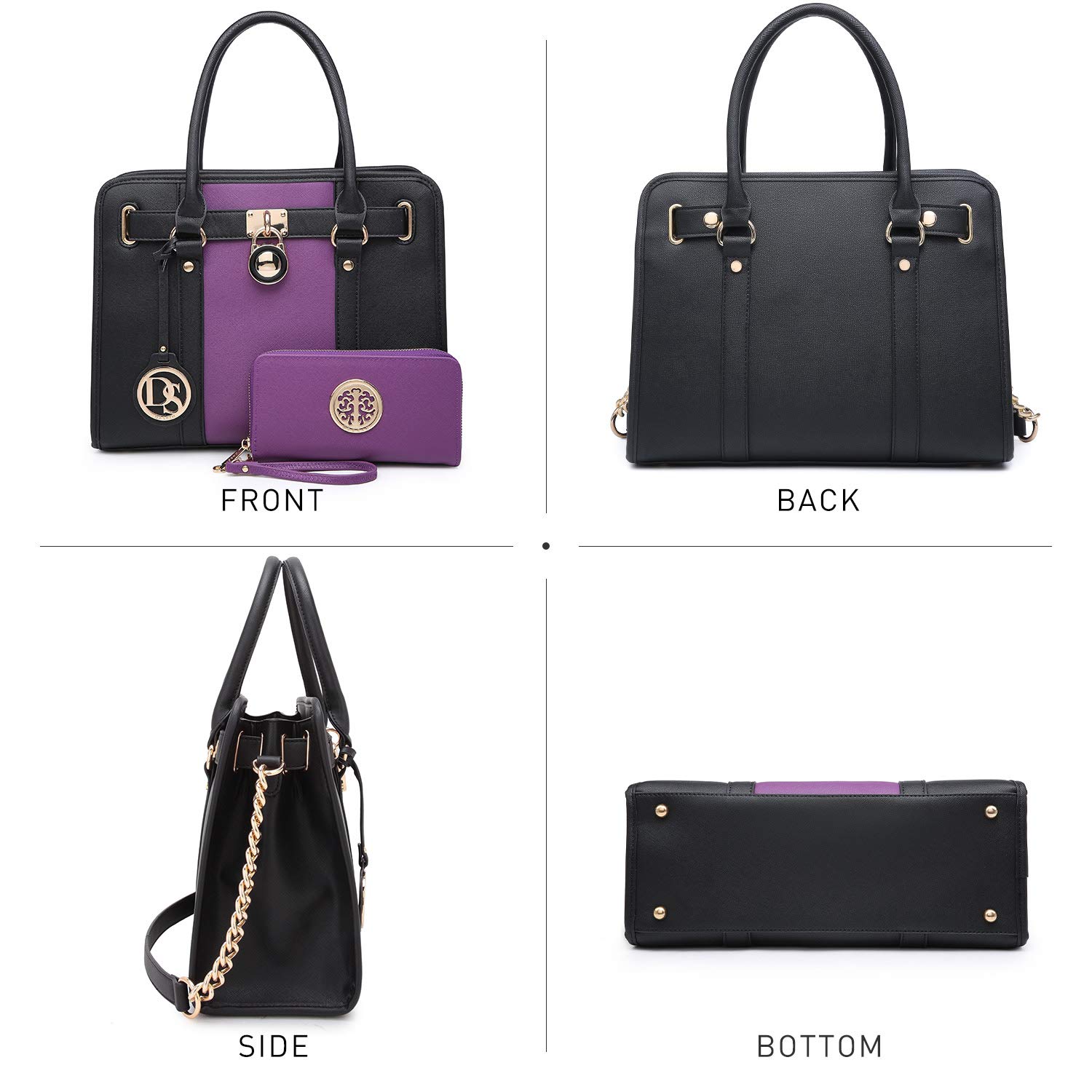 Foto 5 pulgar | Bolso De Mano Dasein De Piel Vegana Bicolor Para Mujer - Venta Internacional.