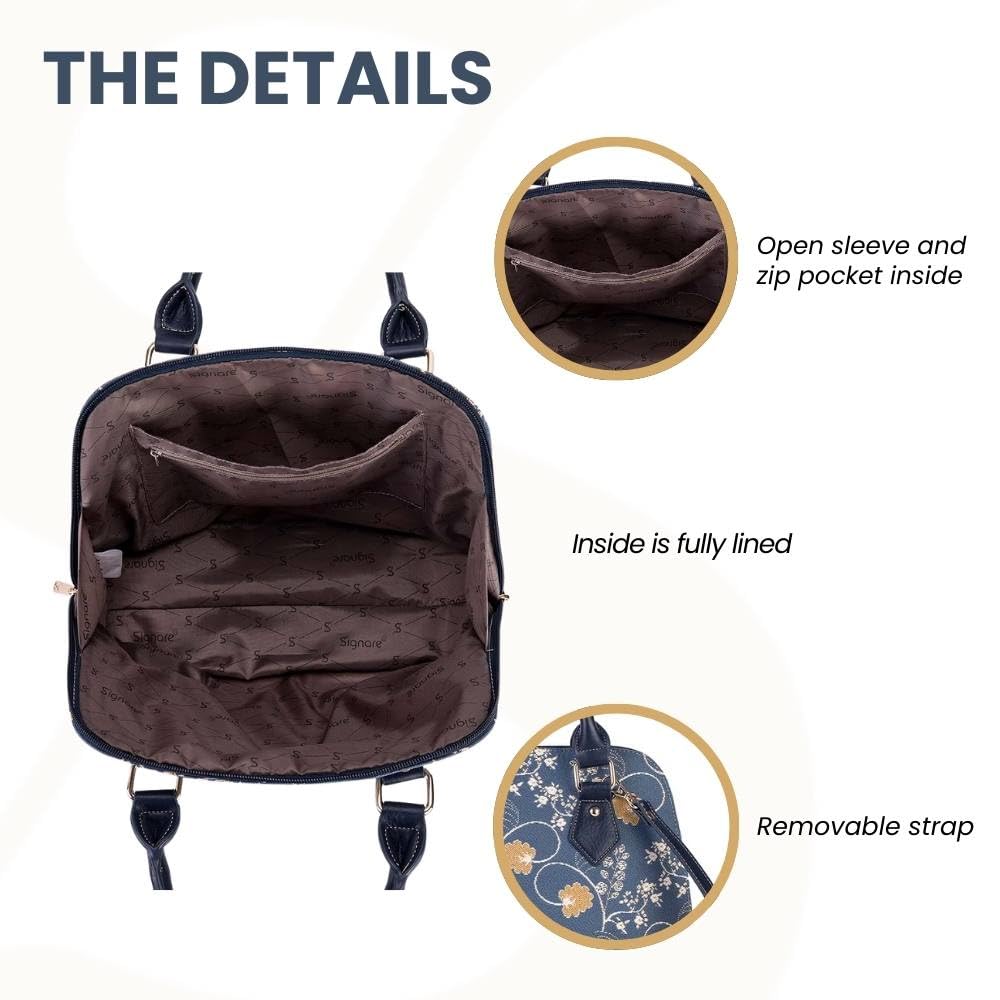 Foto 5 pulgar | Bolso De Hombro Signare Tapestry Para Mujer, Color Azul Austen - Venta Internacional.