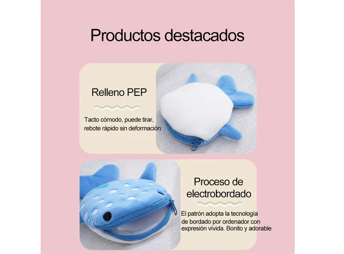 Foto 3 pulgar | Monedero Xtellar Estilo Kawai En Forma De Tiburón, Multifuncional Y Compacto Para Mujer.