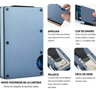 Foto 4 | Xtellar Cartera Unisex Ultra Delgada De Aluminio Con Tecnología Rfid Y Clip De Billetes