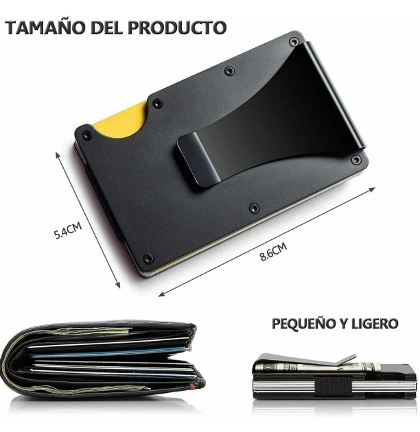 Foto 4 pulgar | Xtellar Cartera Unisex Ultra Delgada De Aluminio Con Tecnología Rfid Y Clip De Billetes