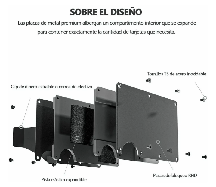 Foto 5 pulgar | Xtellar Cartera Unisex Ultra Delgada De Aluminio Con Tecnología Rfid Y Clip De Billetes