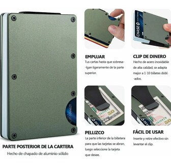 Foto 4 | Xtellar Cartera Unisex Ultra Delgada De Aluminio Con Tecnología Rfid Y Clip De Billetes