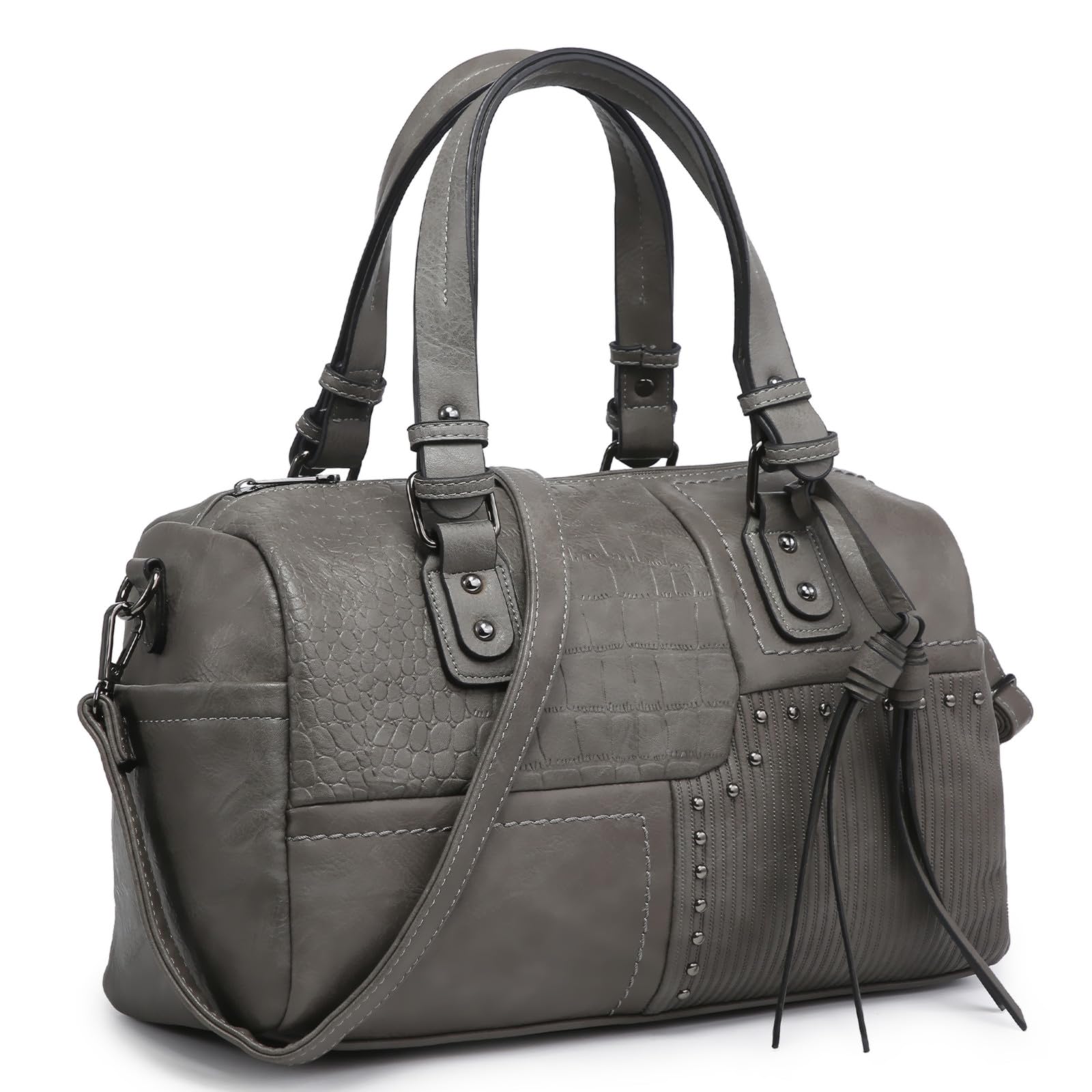 Foto 2 pulgar | Bolso Tipo Barril Dasein De Piel Vegana Suave Para Mujer, Tamaño Grande, Color Gris - Venta Internacional.