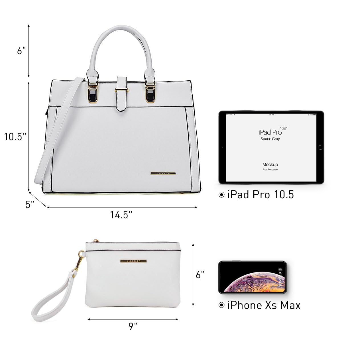 Foto 5 pulgar | Bolso De Mano Dasein Con Cinturón Con Solapa Y Bandolera, Bolso De Mano, Blanco - Venta Internacional.