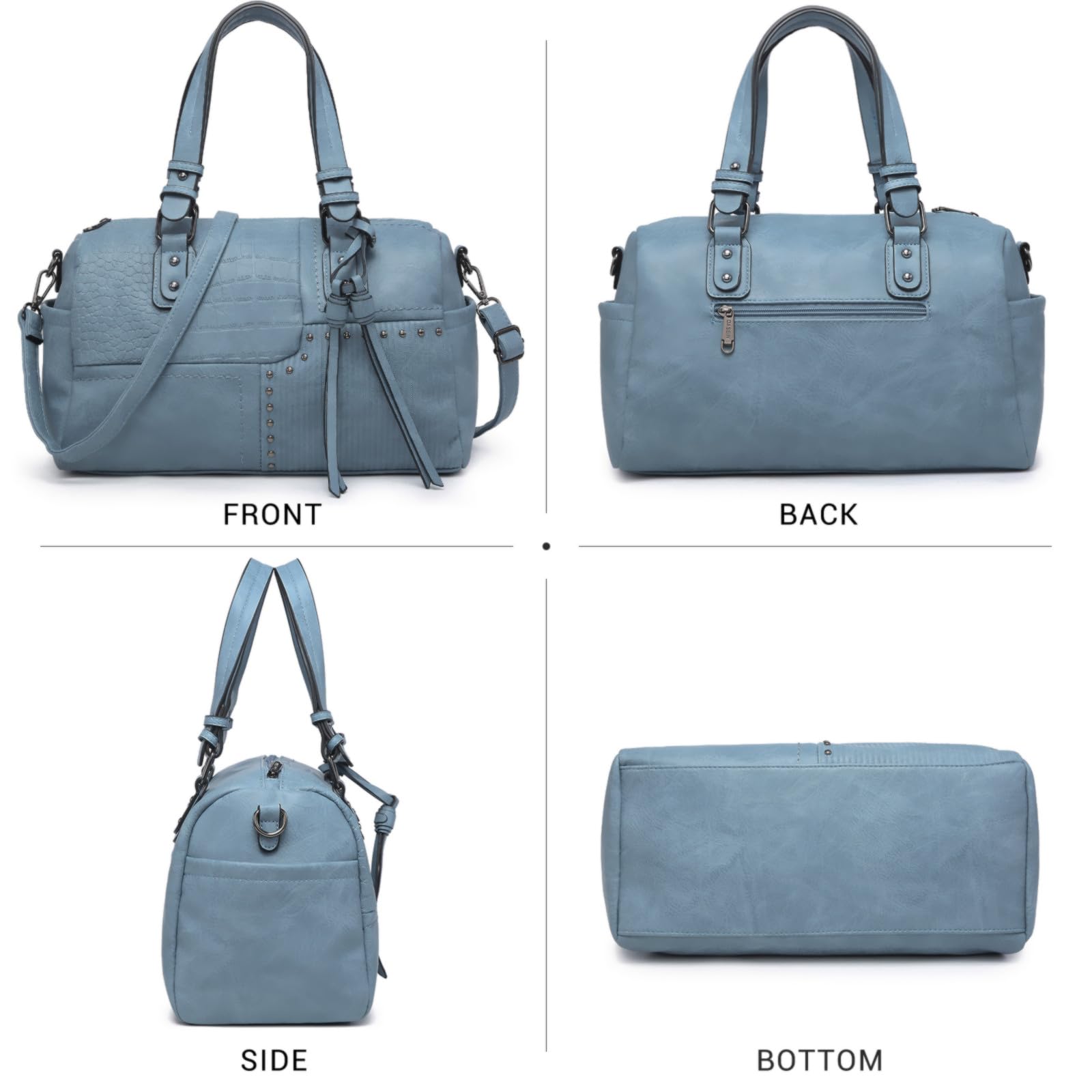 Foto 3 pulgar | Bolso Dasein De Piel Vegana Suave Para Mujer, Color Azul Claro - Venta Internacional.