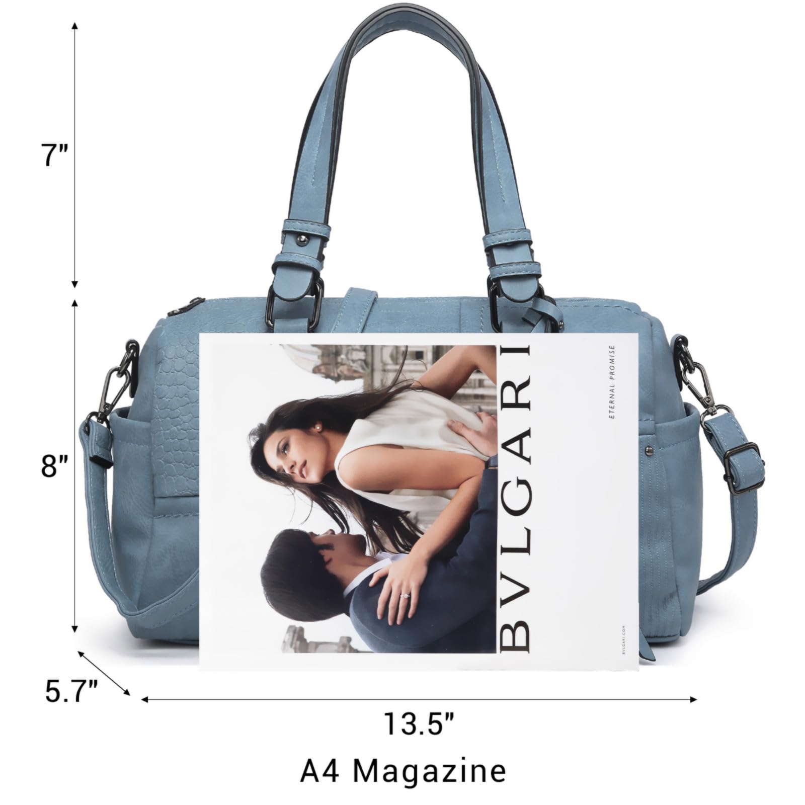 Foto 4 pulgar | Bolso Dasein De Piel Vegana Suave Para Mujer, Color Azul Claro - Venta Internacional.