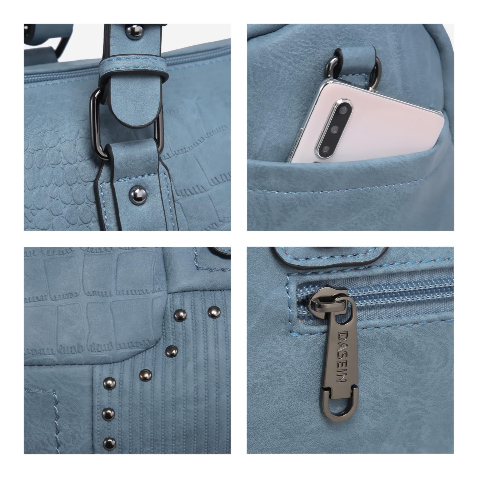 Foto 5 | Bolso Dasein De Piel Vegana Suave Para Mujer, Color Azul Claro - Venta Internacional.