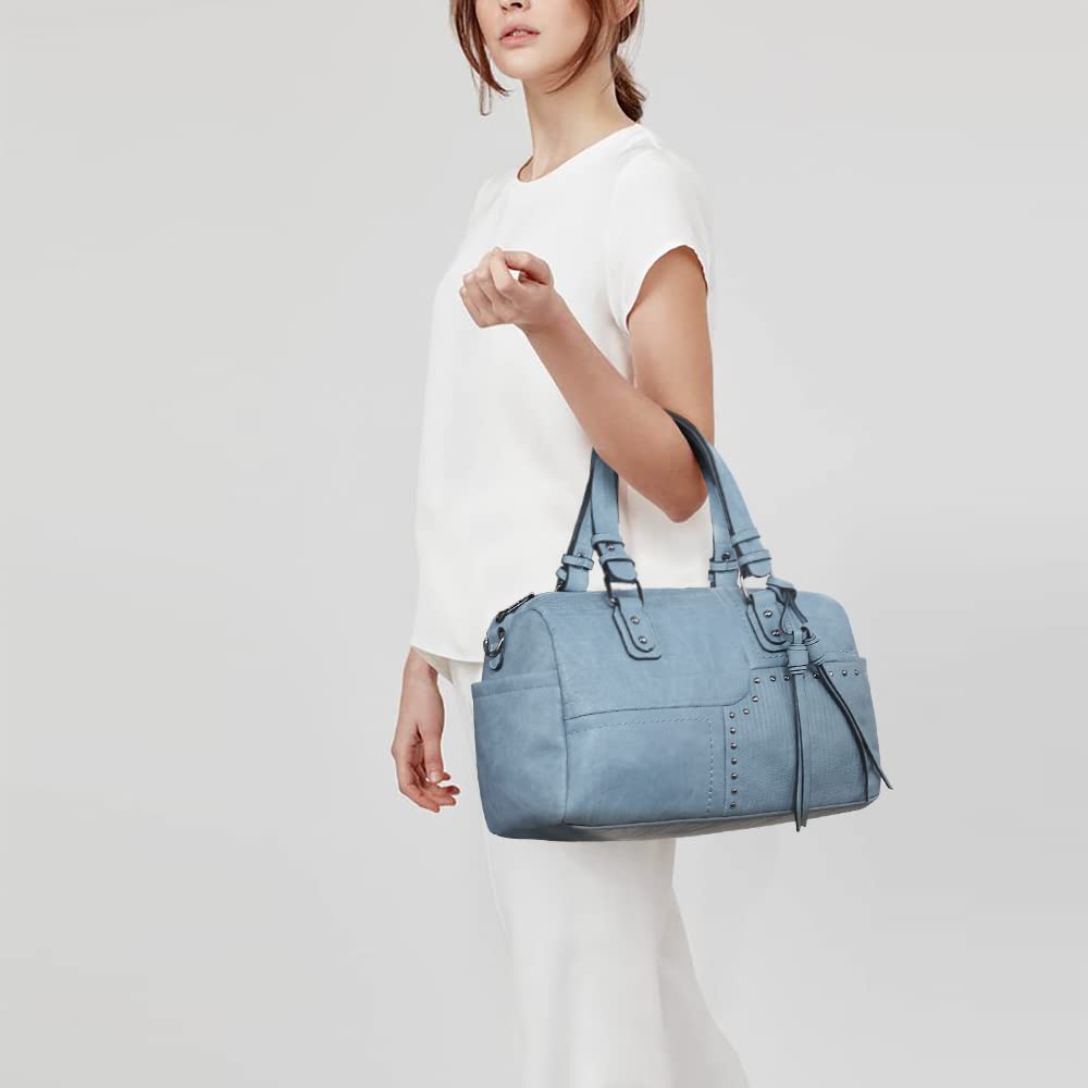 Foto 6 | Bolso Dasein De Piel Vegana Suave Para Mujer, Color Azul Claro - Venta Internacional.