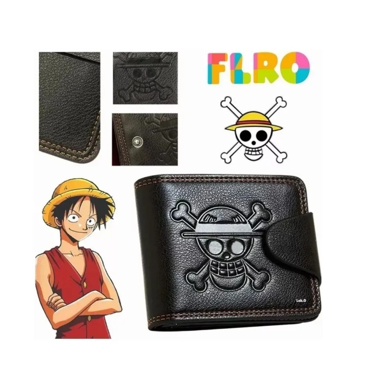 Foto 3 pulgar | Cartera De One Piece Luffy Anime Alta Calidad Lab.g Negra