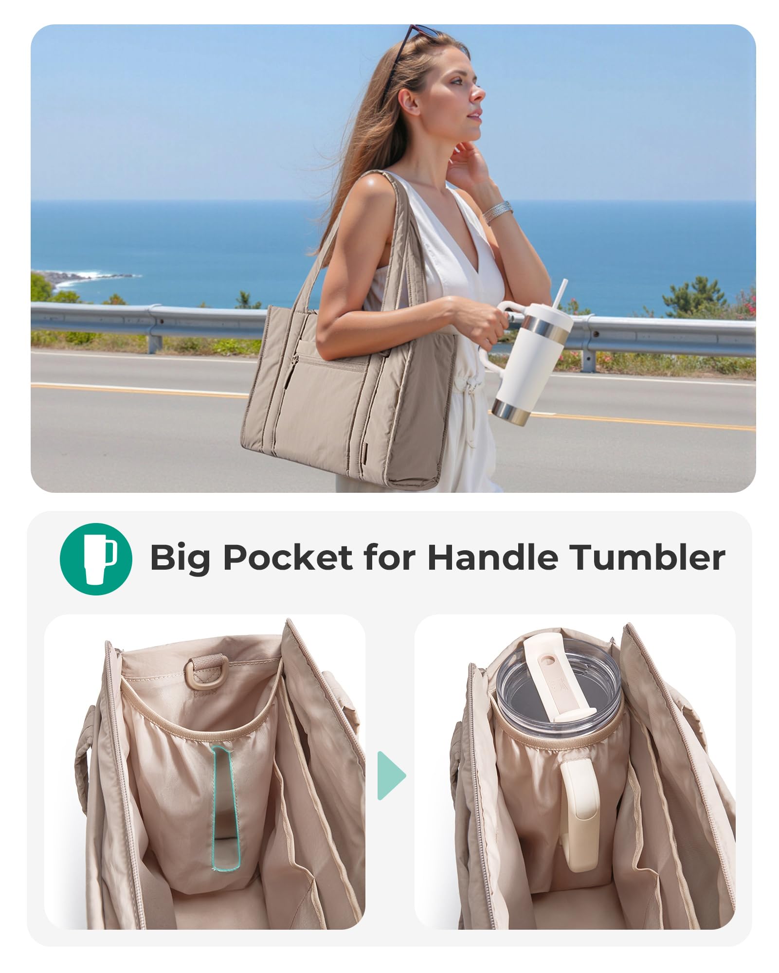 Foto 5 pulgar | Bolsa Bagsmart Pequeña Y Ligera Para Mujer  Color Crema - Venta Internacional.