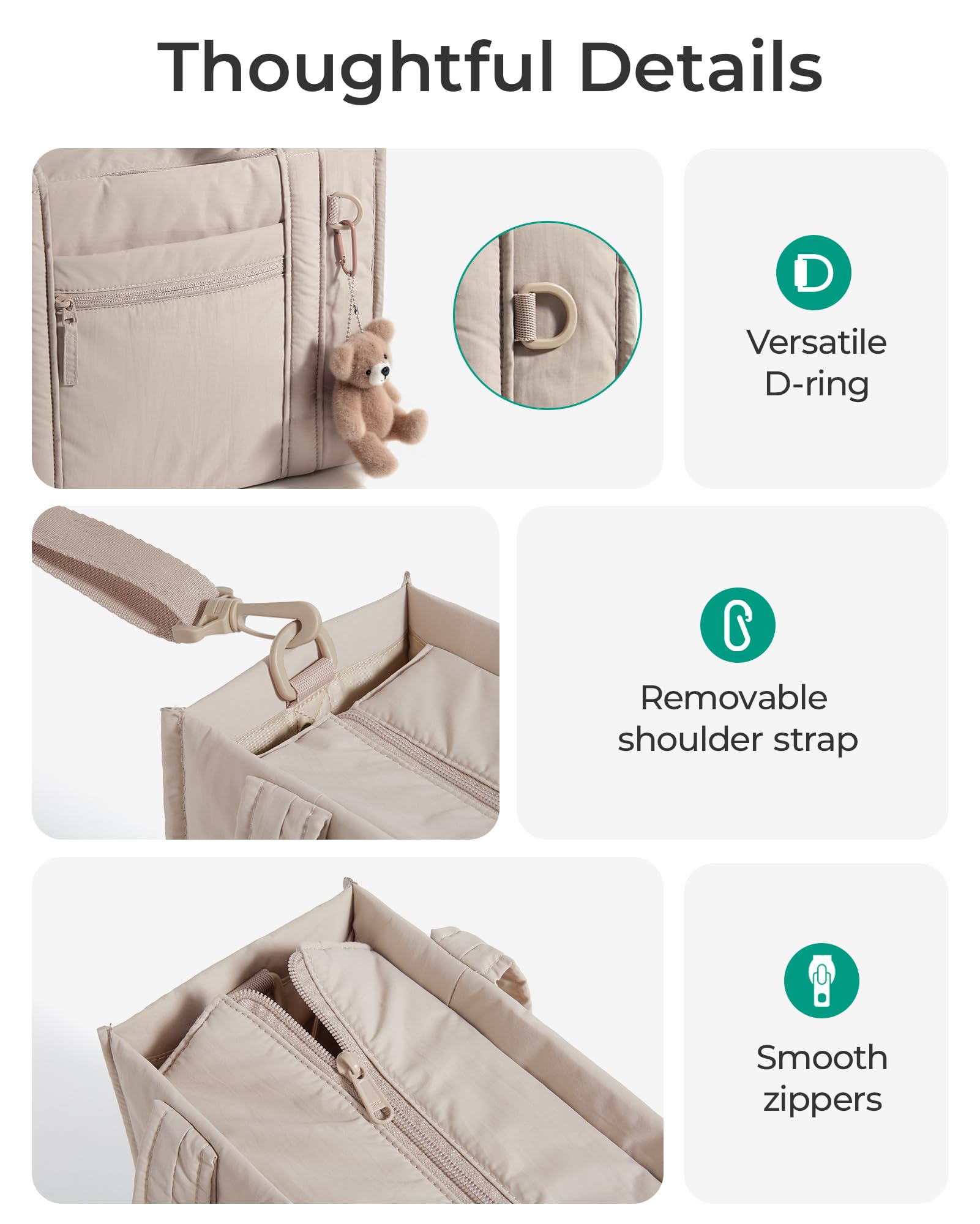 Foto 6 | Bolsa Bagsmart Pequeña Y Ligera Para Mujer  Color Crema - Venta Internacional.