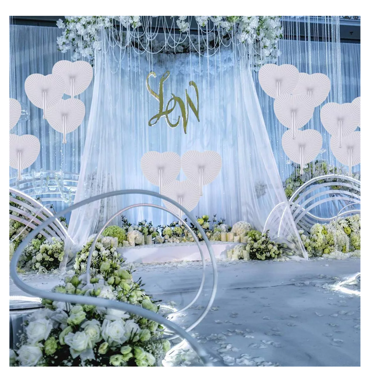 Foto 5 pulgar | Abanico De Adorno Recuerdos Boda 24 Piezas Blanco