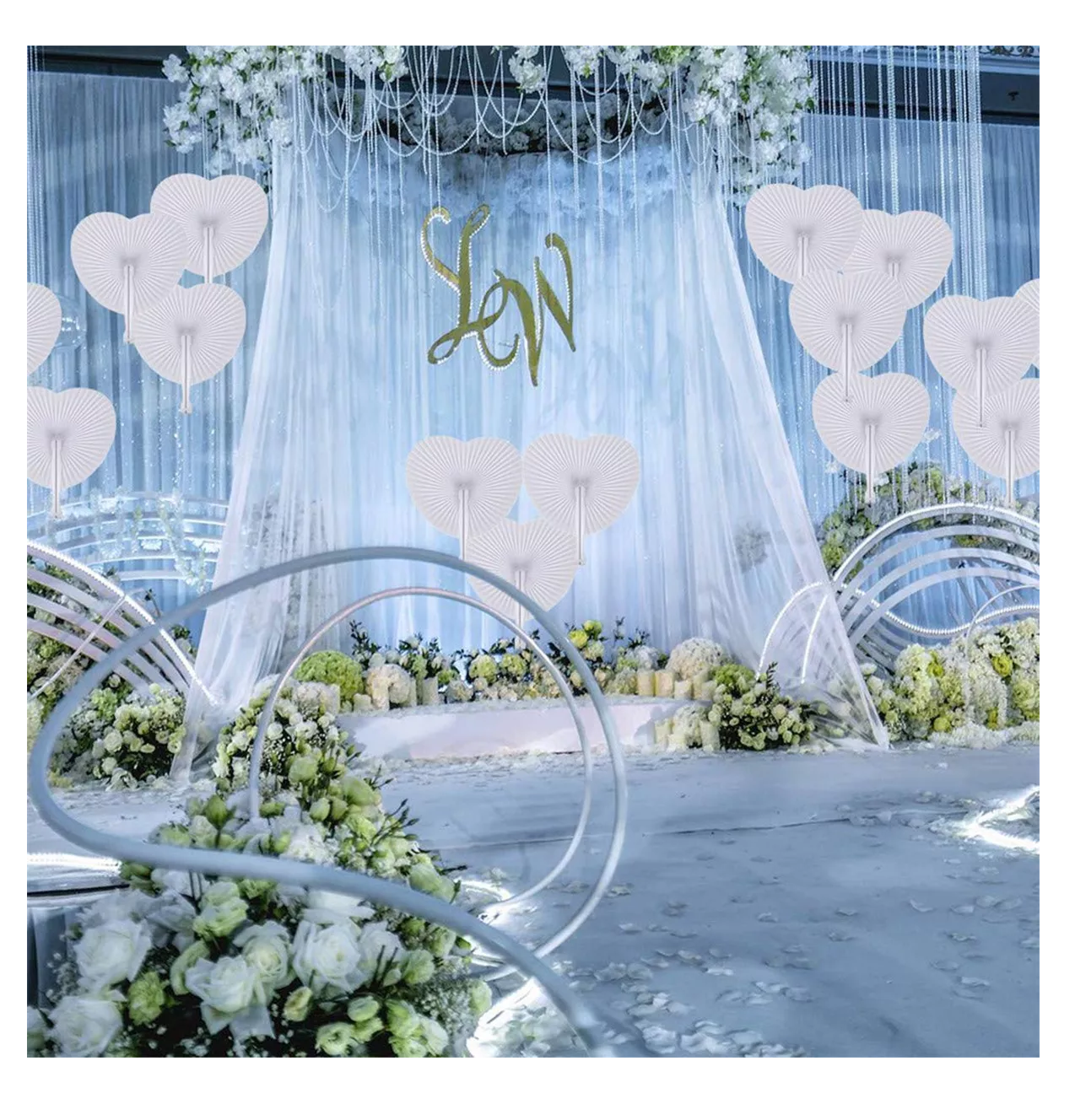 Foto 5 pulgar | Abanico De Adorno Recuerdos Boda 24 Piezas Blanco