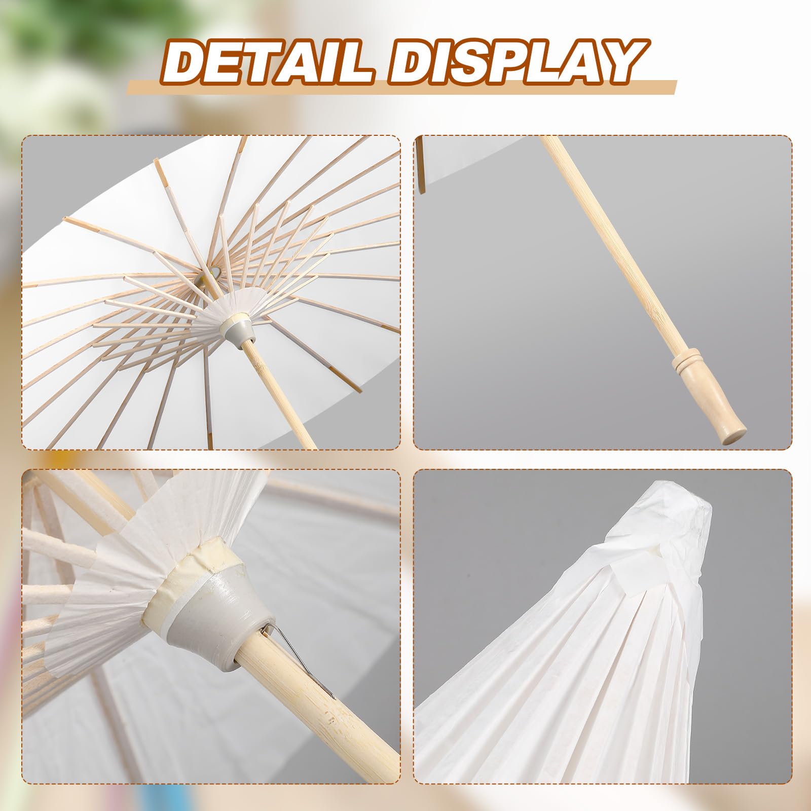 Foto 3 | Paraguas De Papel Sanwuta, 20 Unidades, Decorativo Para Bricolaje, 60 Cm (blanco) - Venta Internacional.