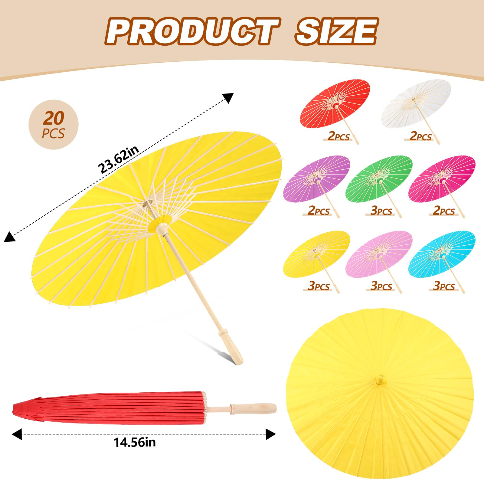Foto 3 pulgar | Paraguas De Papel Sanwuta, Decorativo, Chino Y Japonés, 20 Unidades - Venta Internacional.