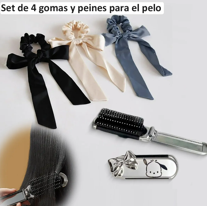 Foto 3 pulgar | Juego De 3 Cintas De Pelo Elásticas Xtellar Con Elegantes Lazos Y Peine Plegable Portátil En Tonos Clásicos
