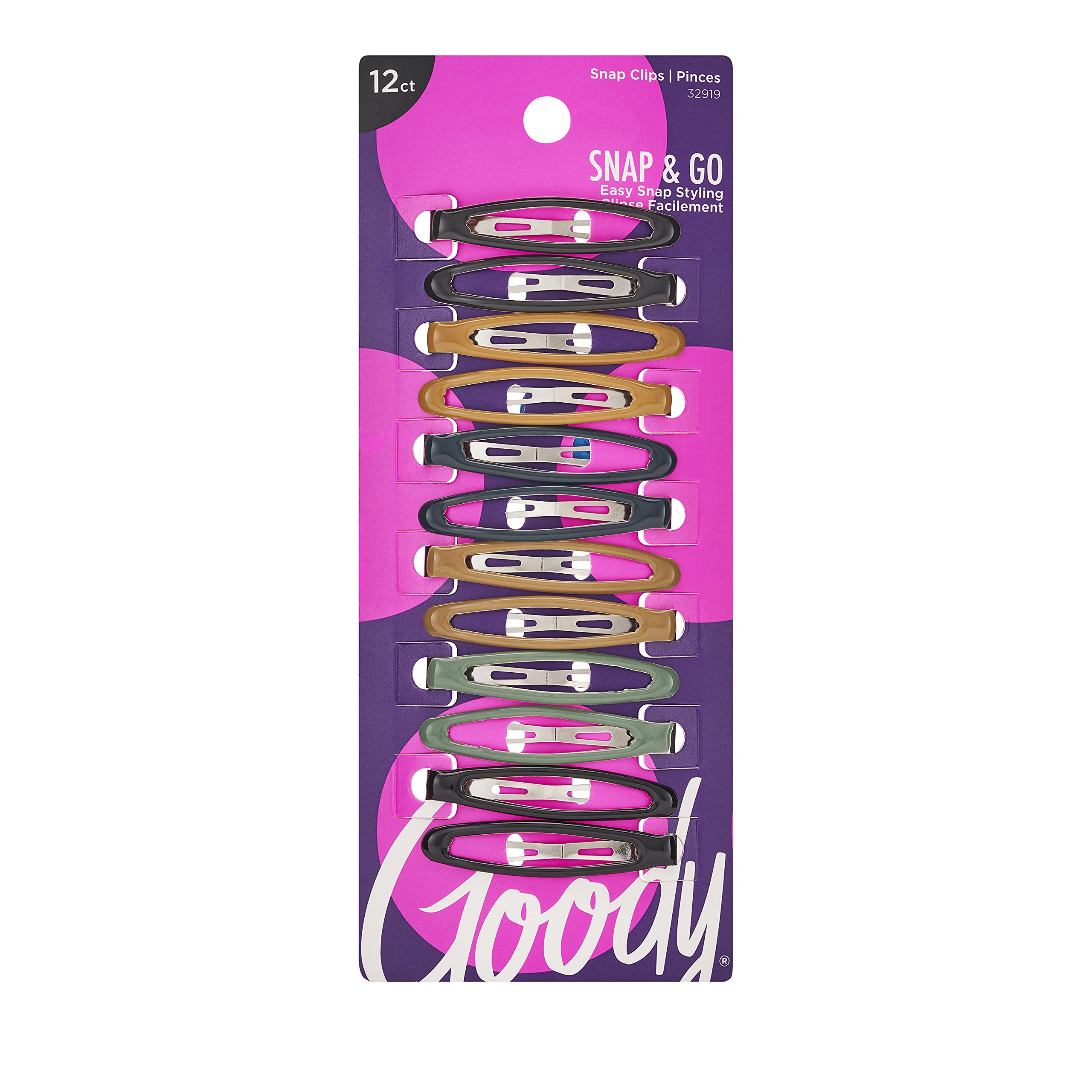 Foto 2 pulgar | Hair Snap Clips Goody Epoxy Contour, 12 Unidades, Colores Surtidos - Venta Internacional.