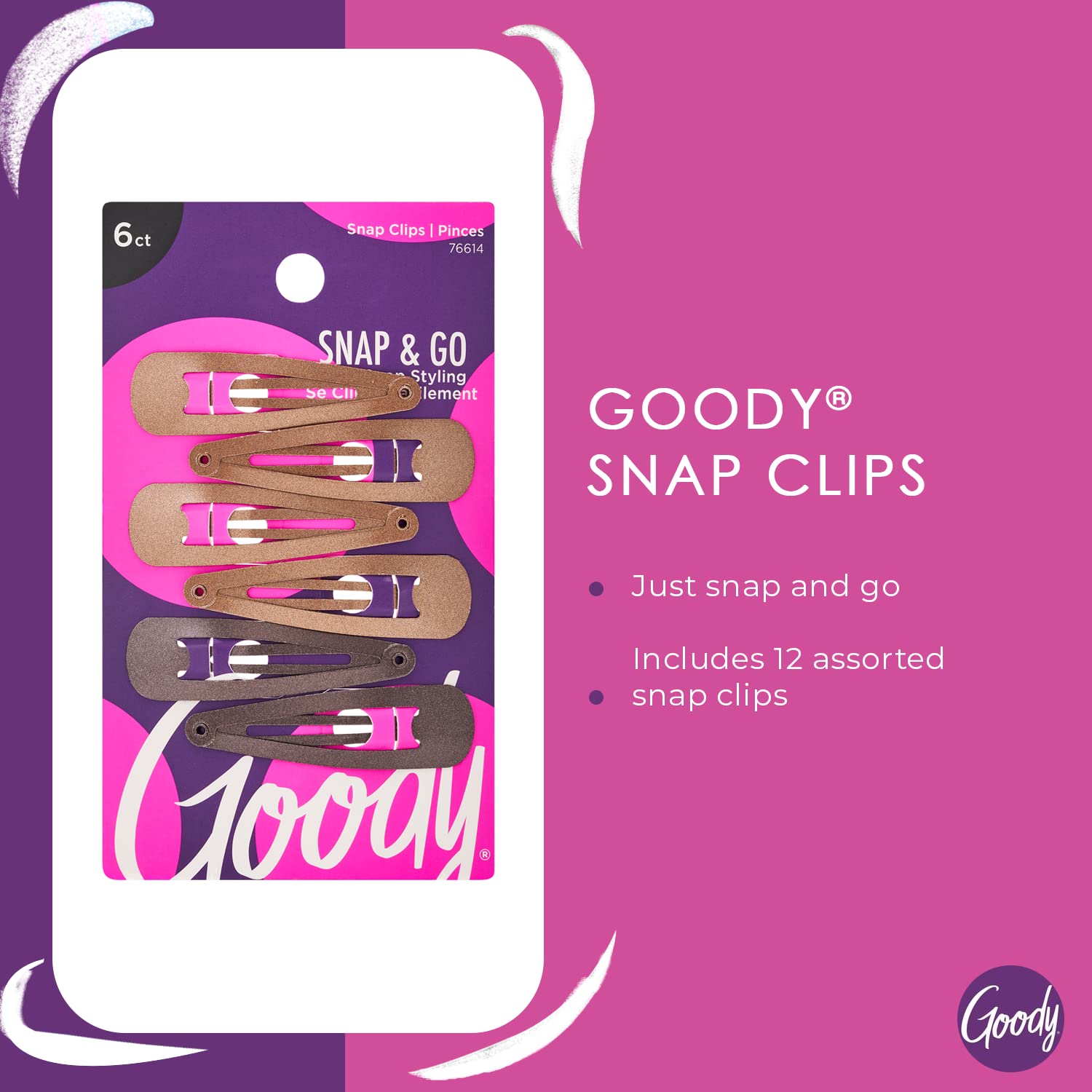 Foto 2 | Pinzas Para El Cabello Goody Metal Contour, 6 Unidades, Colores Morenos - Venta Internacional.