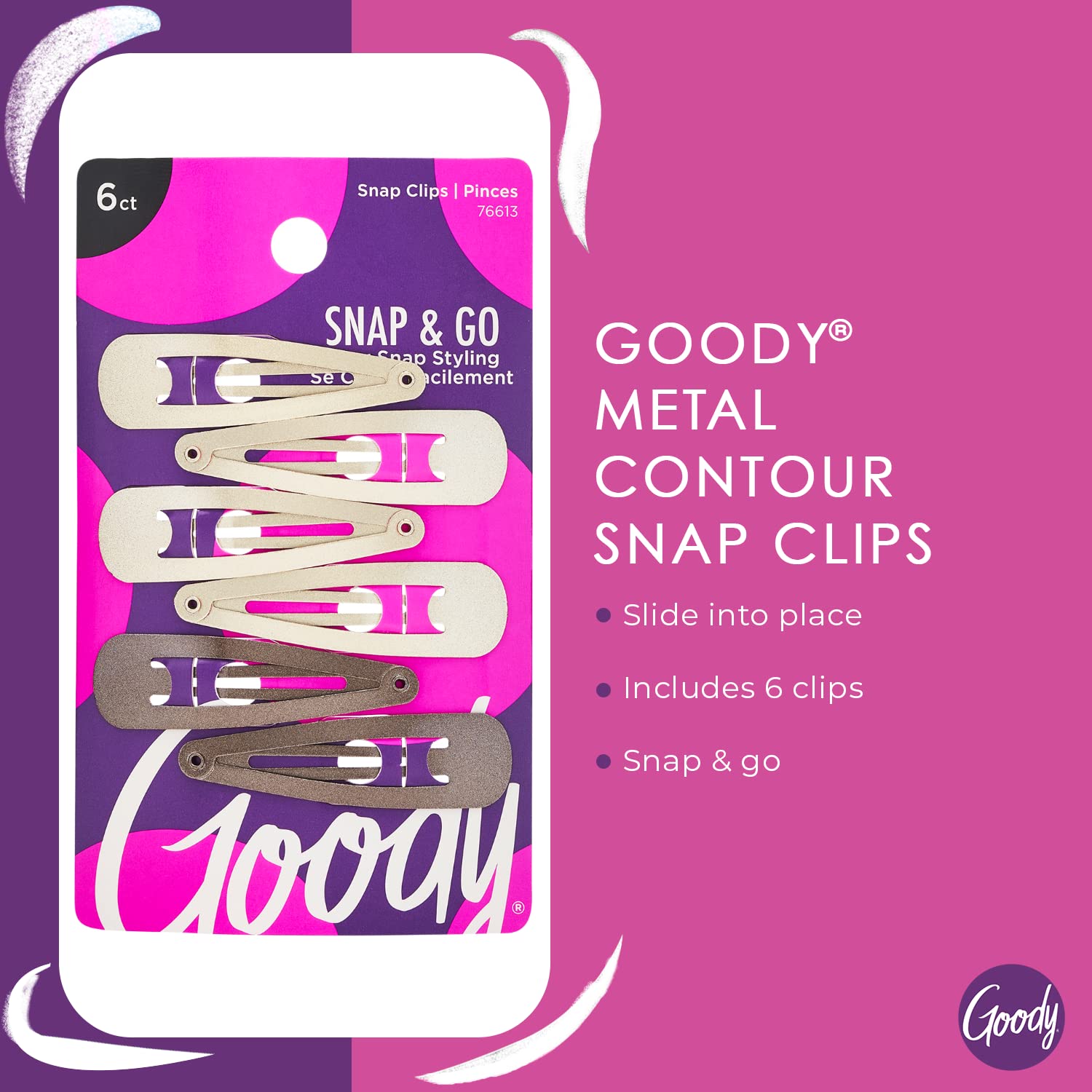 Foto 3 pulgar | Hair Snap Clips Goody Metal Contour Blonde, 6 Unidades - Venta Internacional.