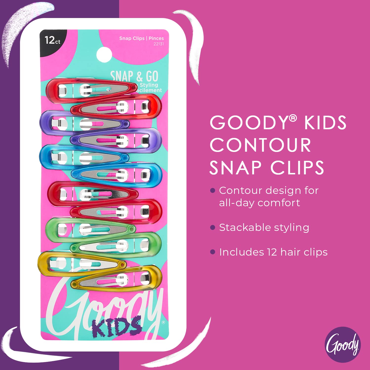 Foto 2 | Hair Accessories Goody Kids Contour Snap Clips, 12 Unidades - Venta Internacional.