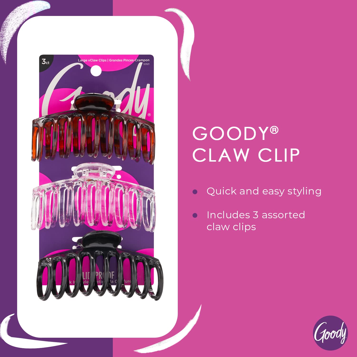 Foto 3 pulgar | Hair Accessories Goody Classics - Pinzas En Espiral Grandes (3 Unidades) - Venta Internacional.