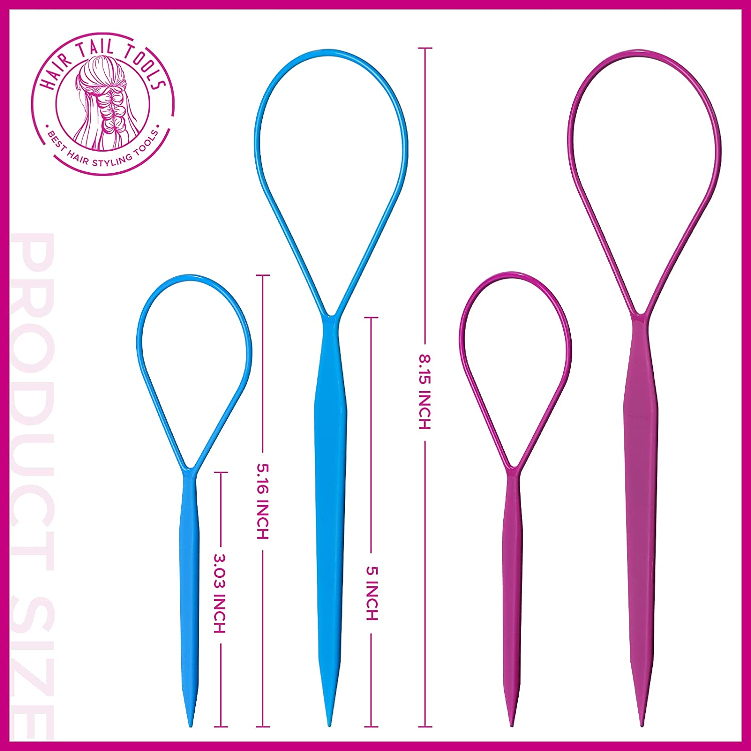 Foto 1 | Hair Tail Tools Huoguo Topsy Tail  2 Pares  Morado Y Azul - Venta Internacional.
