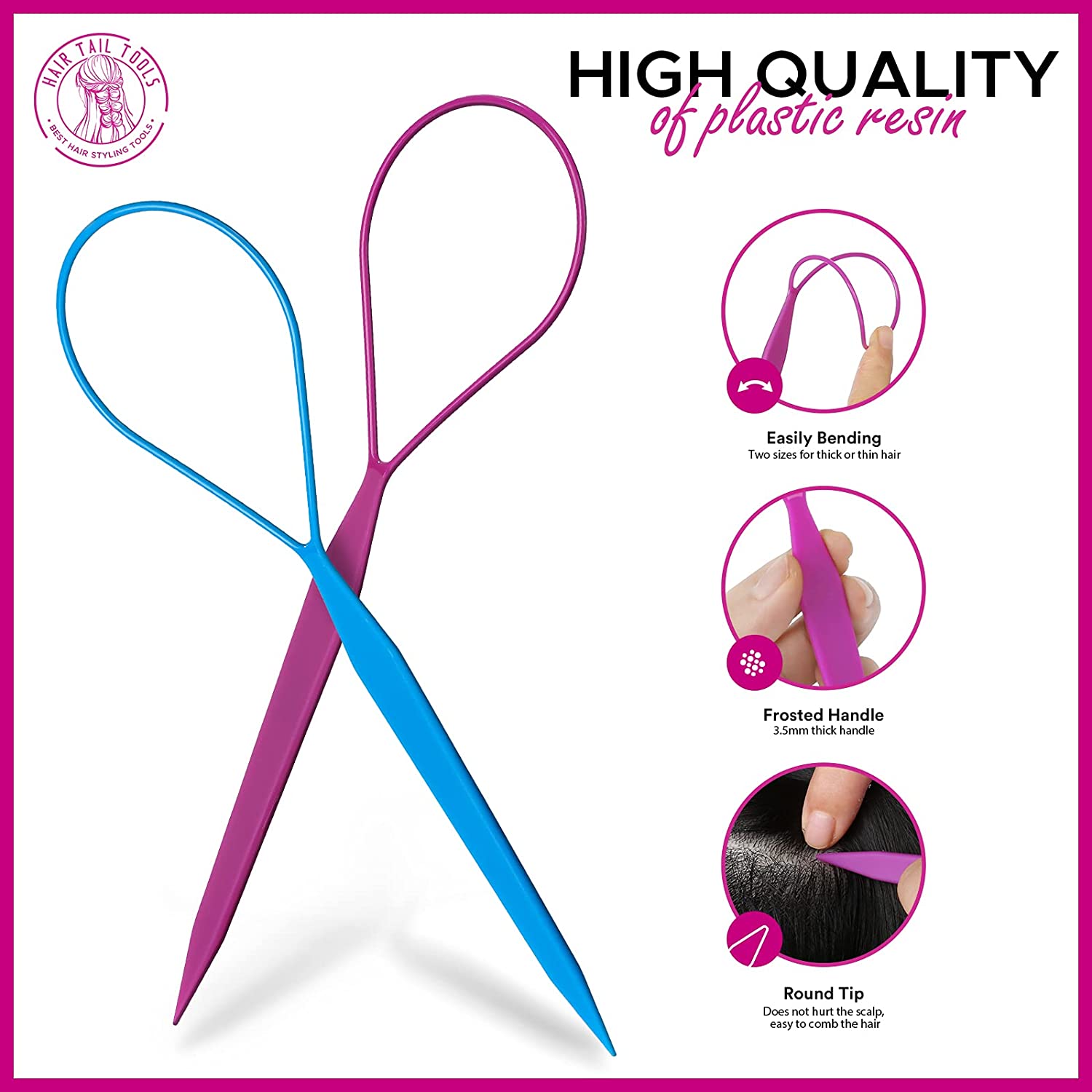 Foto 3 | Hair Tail Tools Huoguo Topsy Tail  2 Pares  Morado Y Azul - Venta Internacional.