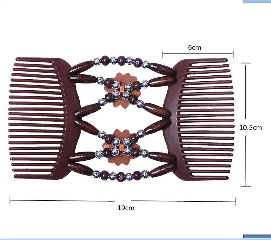 Foto 3 pulgar | Peineta Mágica De Madera Con Doble Pinza Elástica Para El Cabello - Venta Internacional.