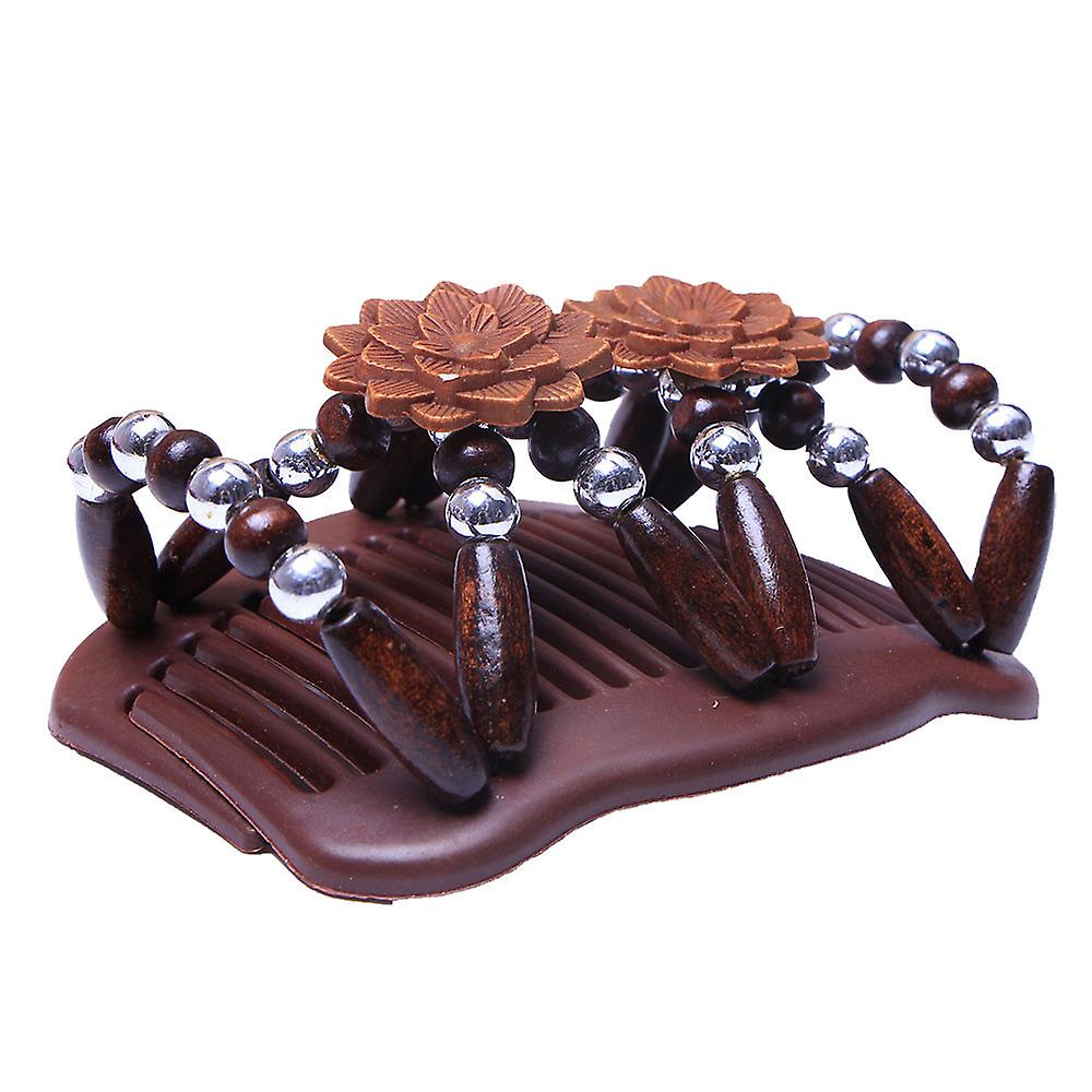 Foto 4 pulgar | Peineta Mágica De Madera Con Doble Pinza Elástica Para El Cabello - Venta Internacional.