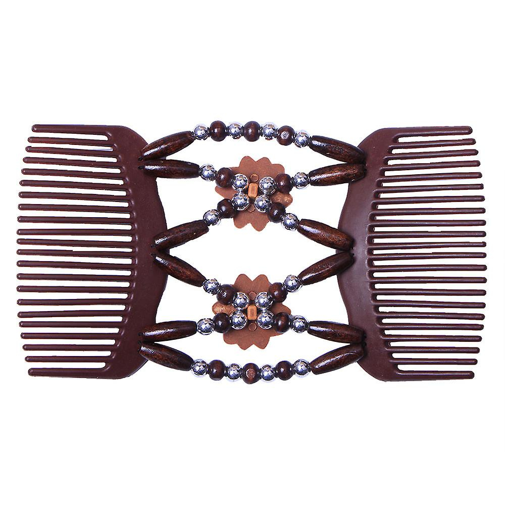 Foto 5 pulgar | Peineta Mágica De Madera Con Doble Pinza Elástica Para El Cabello - Venta Internacional.