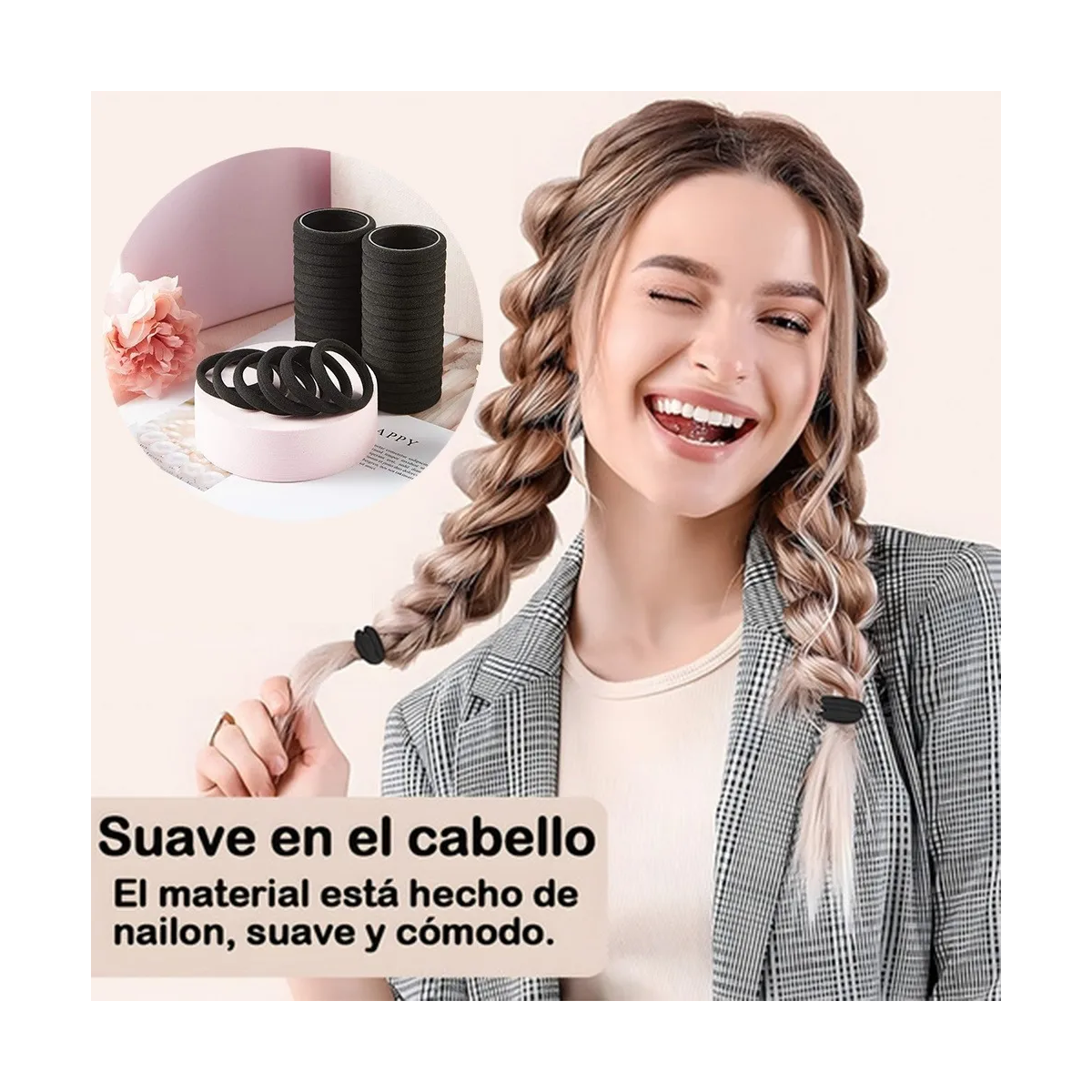 Foto 2 | 200pzs Ligas Para El Cabello, Tamaño Mediano Eo Safe Imports Esi-19676 Negro