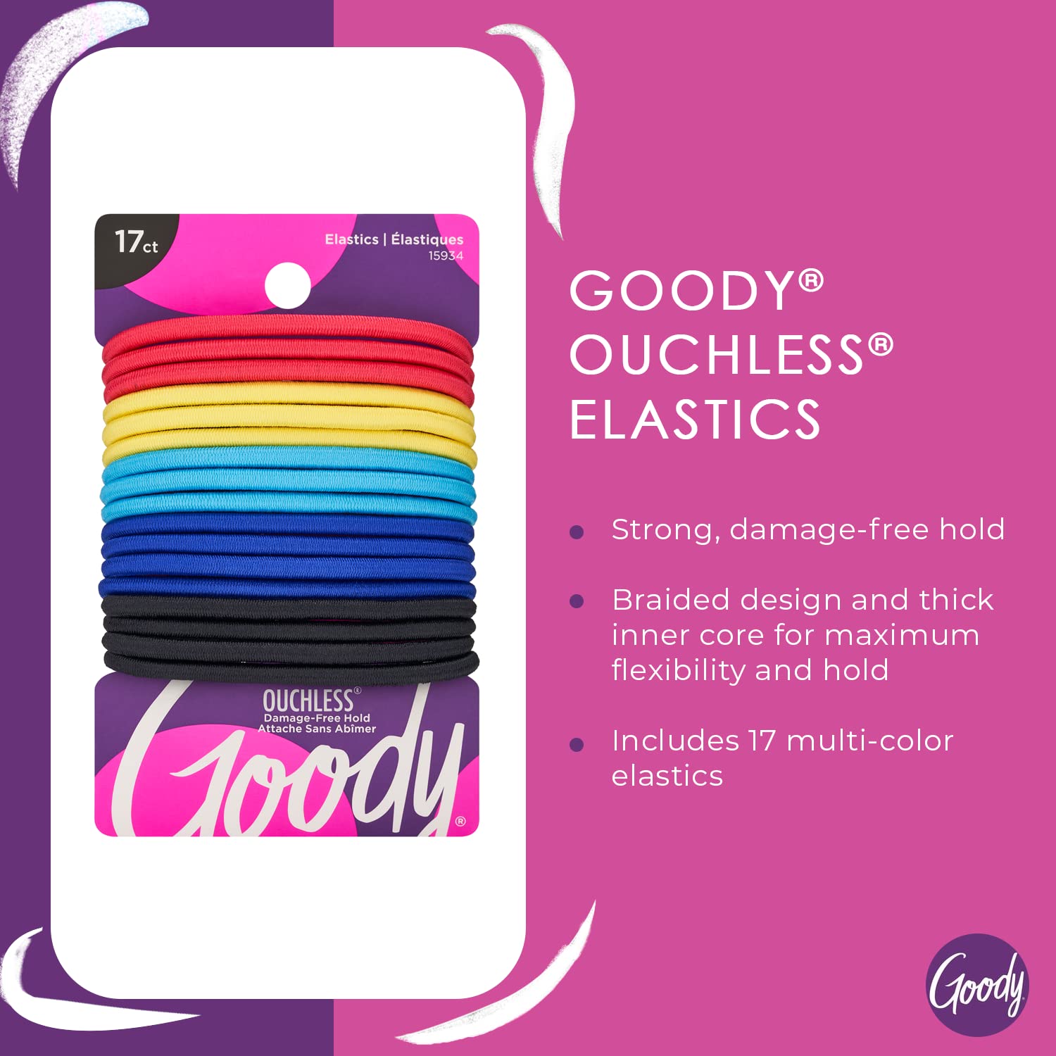 Foto 2 | Corbata Para El Pelo Goody, Elástica, Sin Bolsa, 17 Unidades, Varios Colores - Venta Internacional.