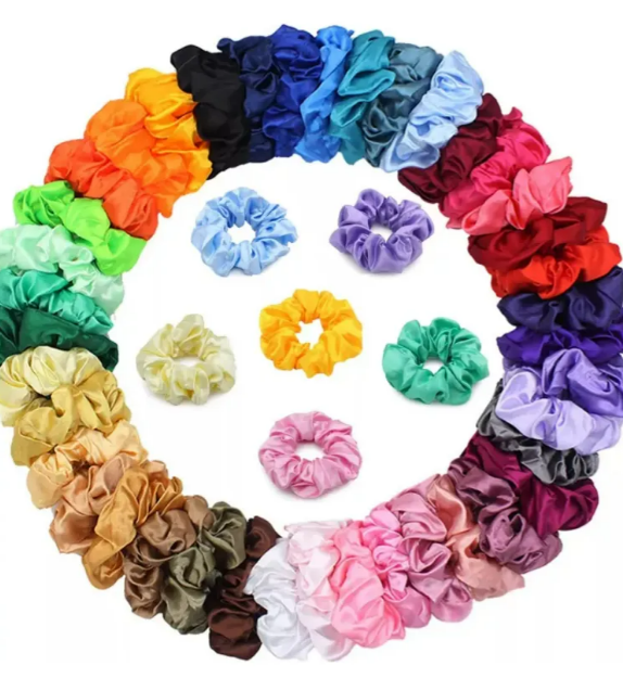 Foto 1 | Scrunchies de Satén Multicolor 60 Piezas